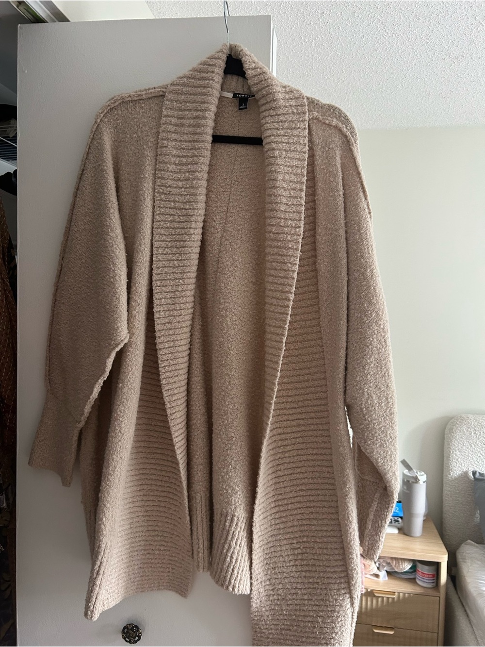torrid Taupe Open-Front Ribbed Shawl Collar Cardigan